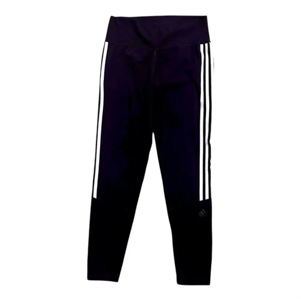 Adidas activewear yoga sports leggings black striped pocket wide waist Women M